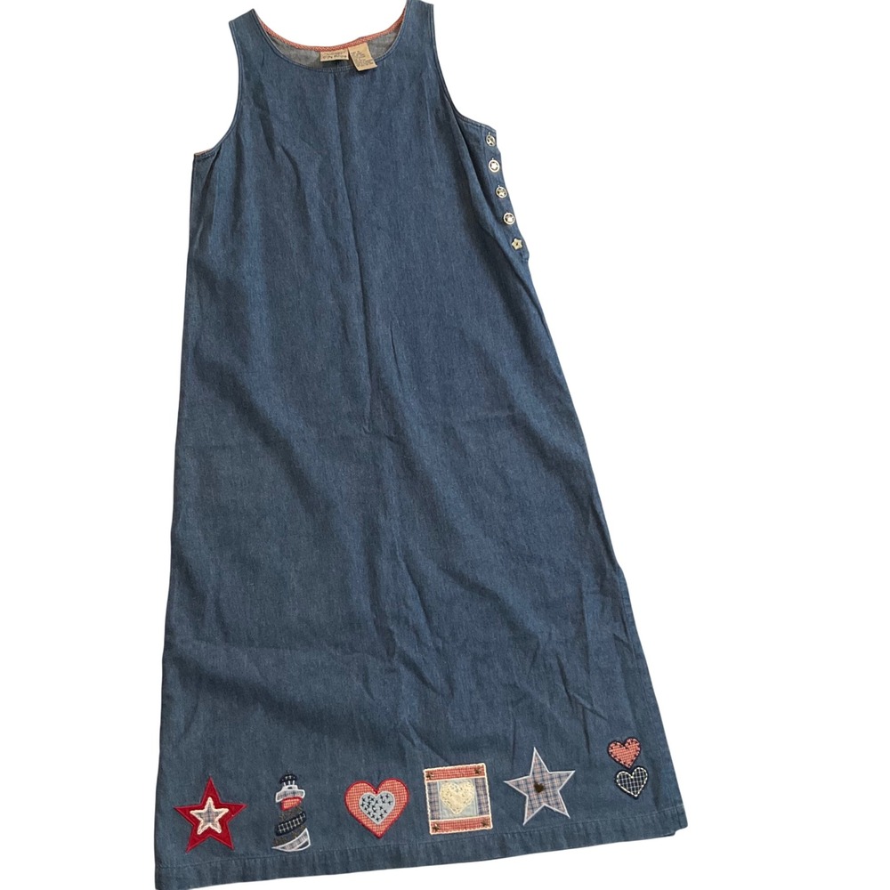 koret City Blues Denim Dress Patchwork Vintage Sleeveless‎ Casual Size Small
